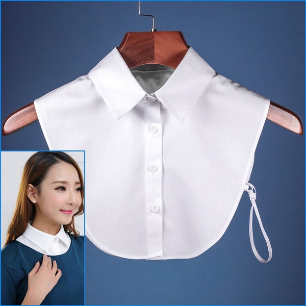 White False Classic Cotton Collar Design For Women Girls Ladies Collared Button Shirt Bust Blouse Sheer Oxford Pointed Classical Top Jumper