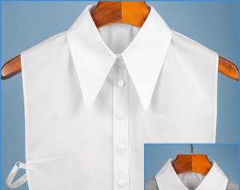 Witte valse lange klassieke katoenen kraag ontwerp voor vrouwen meisjes dames gekraagde knop buste blouse oxford punt shirt top trui klassiek