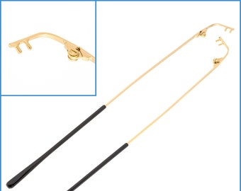 2pcs Gold 16cm Metal Rimless Eyeglass Temple Arms with Ear Hook Tips Glasses Frame 3mm Barbs Reading Specs Spectacles End Tip Insert Arm Rim