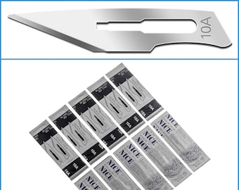 10pcs No. 10A Carbon Steel Sealed Sterile Scalpel Blades Craft Sculpting Wax Cutting, Suitable for Handle #3, 3L, 3 Graduated, 5B, 7, 9 & B3
