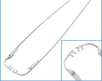 2pcs Silver 14cm Metal Rimless Eyeglass Temple Arms Glasses Frame 2.3mm Barbs Reading Specs Spectacles End Tip Hook Arm Rims Ear Tip White