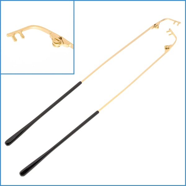 2pcs Gold 16cm Metal Rimless Eyeglass Temple Arms with Ear Hook Tips Glasses Frame 3mm Barbs Reading Specs Spectacles End Tip Insert Arm Rim