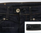 Black Denim Black Button Waist Line Extender - For Pants Shorts Jeans Trousers Skirts Waistline Button - Extension Expand Widen