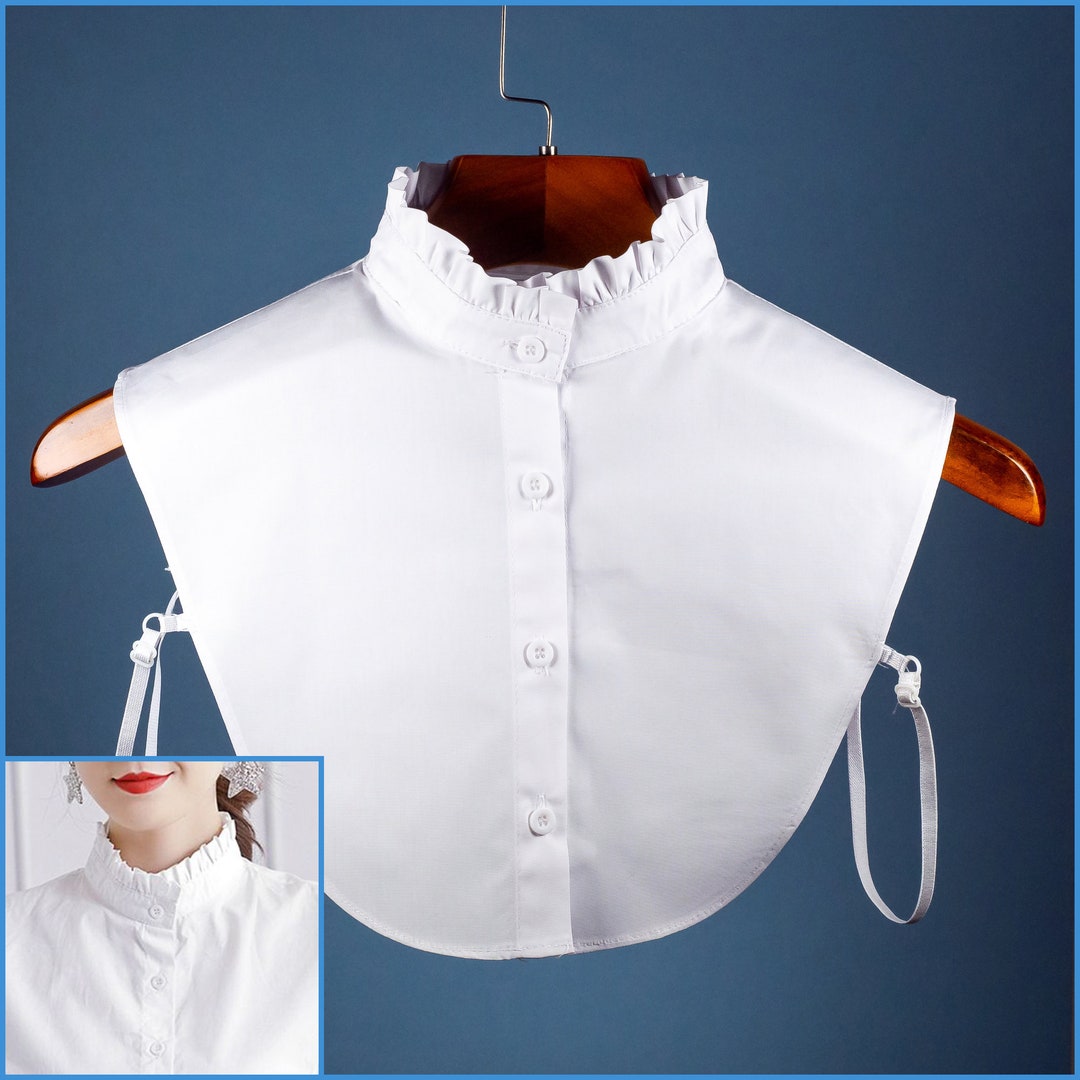 White Classic Cotton Ruffle False Upright Collar Design for Women Girls