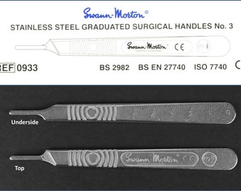 Swann & Morton No. 3 Stainless Steel Scalpel Handle For # 6 9 10 11 12 13 14 15 16 40 Surgical Blades Cut Cutter - Autoclavable Grip Blade