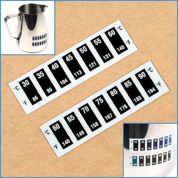 30 to 90 Degree Celsius Temperature Sensitive Sticker Adhesive Label  Thermometer Decal for Barista Coffee Making Milk Steaming Heating Heat 