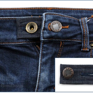 Blue Denim Waist Line Extender For Pants Shorts Jeans Trouser Skirts Waistline Button Extension Expand Widen Loosen Adjust Enlarge image 1