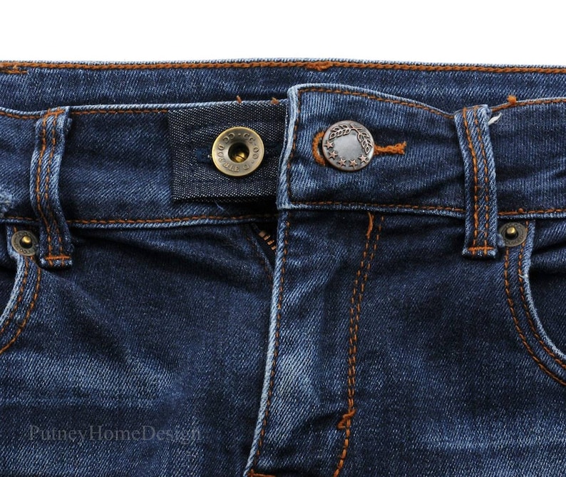 Blue Denim Waist Line Extender For Pants Shorts Jeans Trouser Skirts Waistline Button Extension Expand Widen Loosen Adjust Enlarge image 3