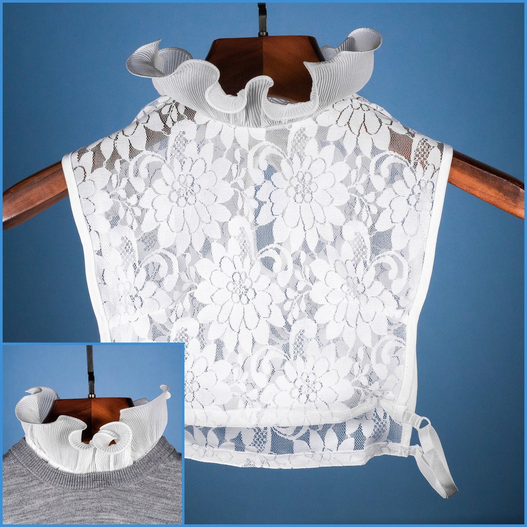White Ruffle Collar White Ruffle Lace False Upright Ruffle Collar Design for Women Girls ...