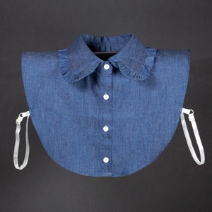 Adrienne Vittadini Blue Denim Blouse-shirt/button Up/ruffled/cotton/long  Sleeve/preppy/womans Size Medium chest 44 Vintage 1980s -  Canada