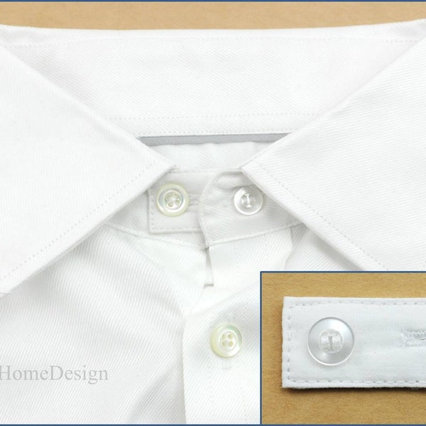 Weißer Baumwoll Poplin Kragen Extender - Für Hemd Bluse Kragen Top Business Kleid Krawatte Krawatte Manschetten Smart Button - Extension Expand Widen