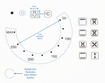 50-275/Max Degree Clockwise Temperature & Symbol Control Labels, Stove Self Adhesive Black Print, Dial Knob Switch Oven Stickers Top Gas Hob