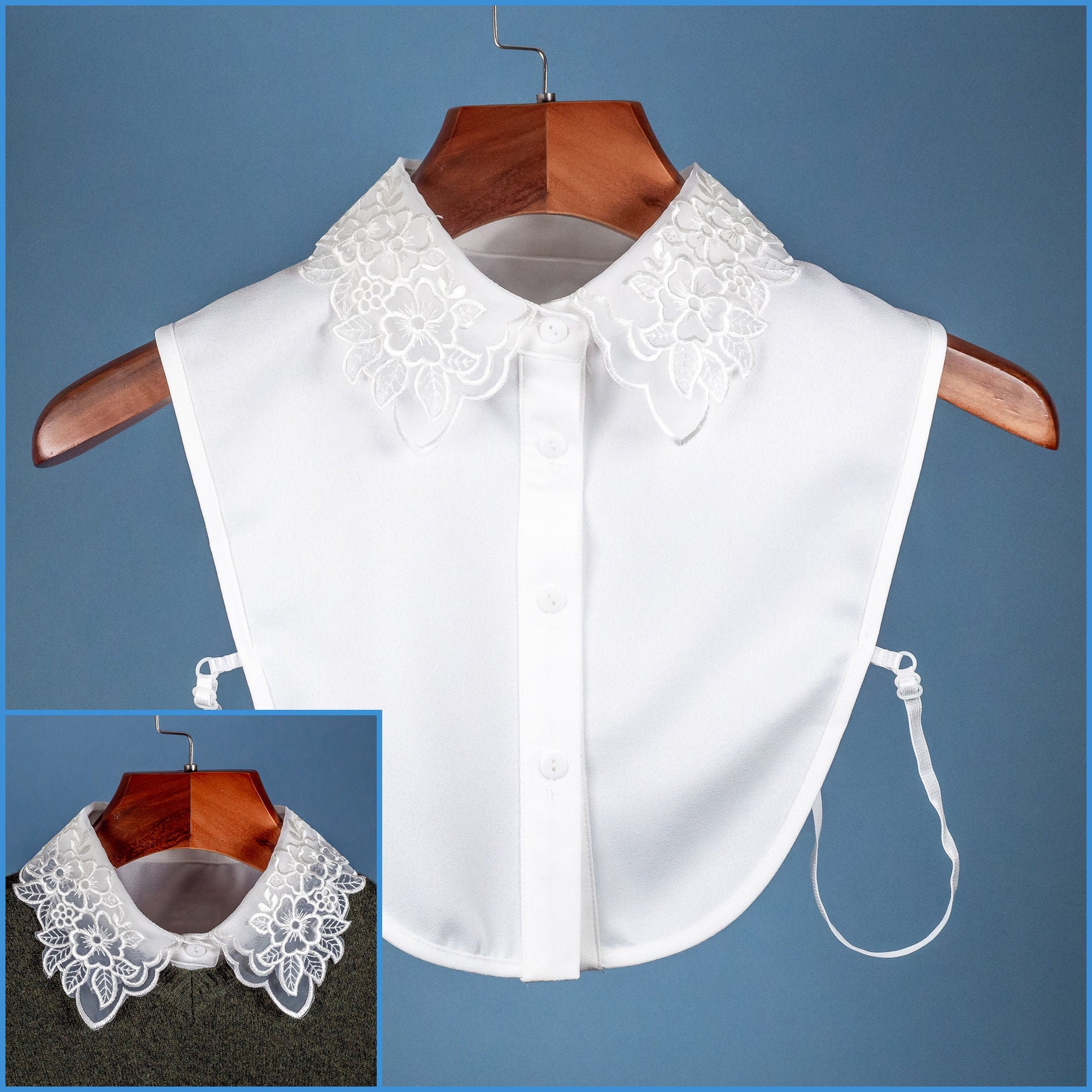 White False Decorative Lace Peter Pan Collar Floral Design For | Etsy