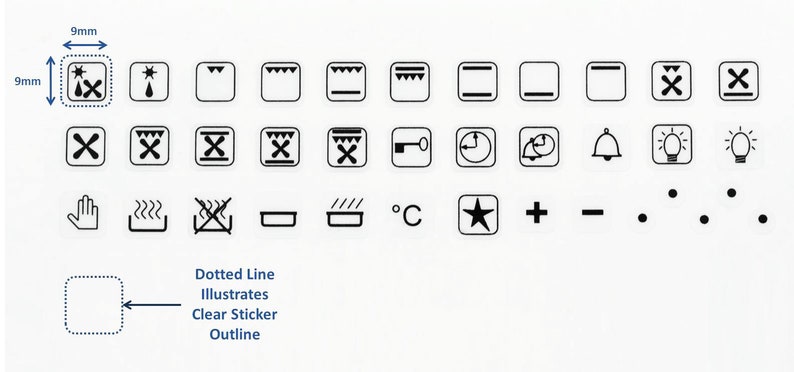 38 simboli combinati ed etichette per temperatura da 50-250 gradi, stampa autoadesiva nera per fornelli, adesivi per manopola con interruttore per forno, piano cottura a gas superiore immagine 3