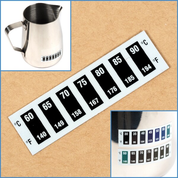 60 to 90 Degree Celsius Temperature Sensitive Sticker Adhesive Label Thermometer Decal For Barista Coffee Making Milk Steaming Heating Heat