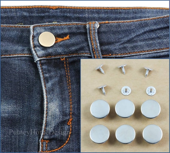 6pcs 17 mm complet Silver Jeans Denim boutons marteau presse sur réparation  remplacer Tack remplacement crochet pantalon Chino jupe pantalon veste  Short -  France