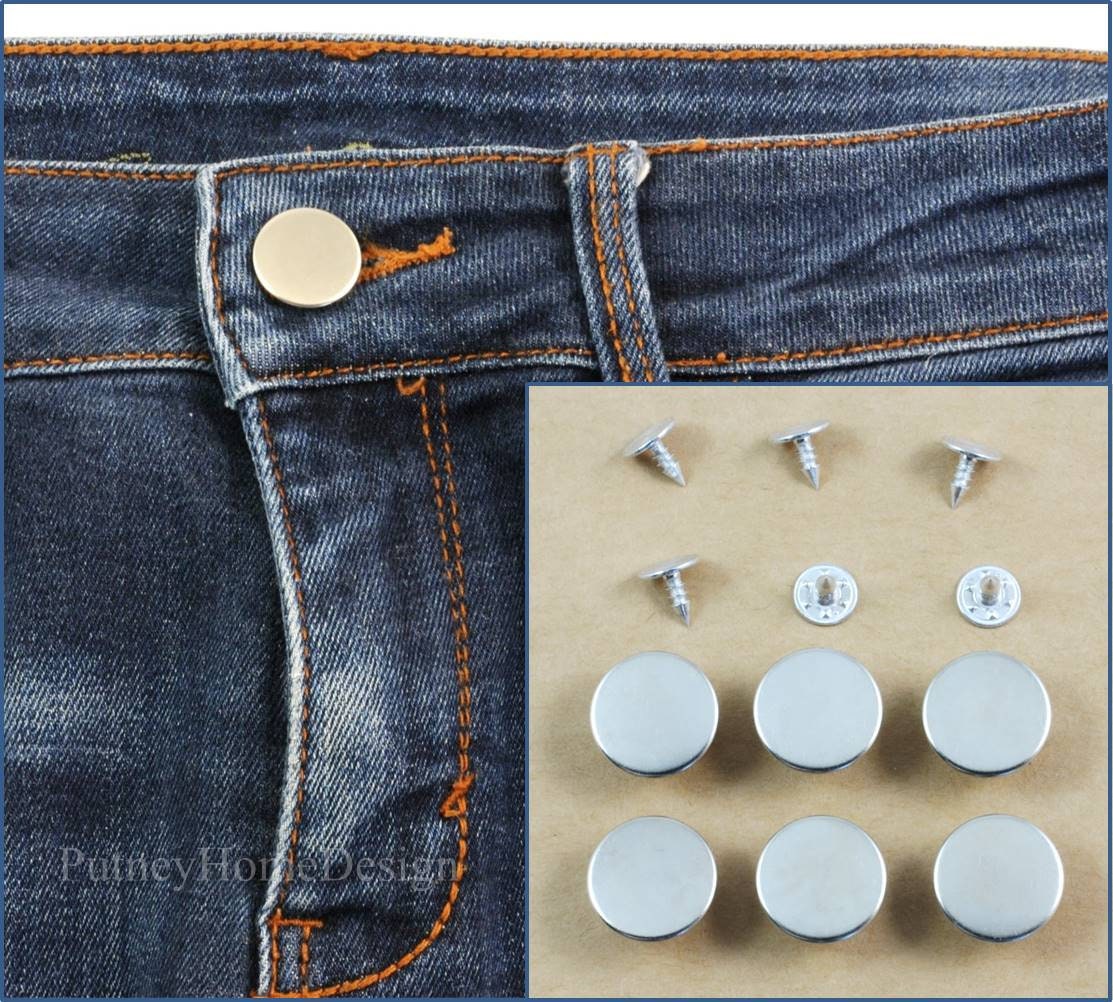 Adjustable 17mm Metal Button, Waist Tightener, No Sew and No Tools Instant  Button Pins, Simple Installation, for Jumpsuit, Trousers, Jeans 