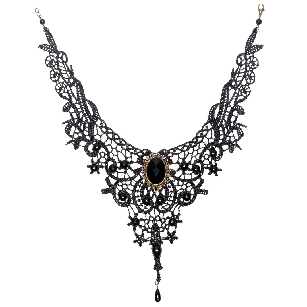 Black Gothic Choker Flower Lace Cotton Fabric Necklace Vintage - Etsy