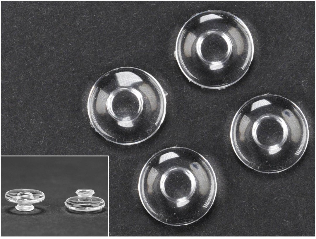 4pcs 9mm Round Nose Pads Clear Silicone Push in Eyeglass Glasses