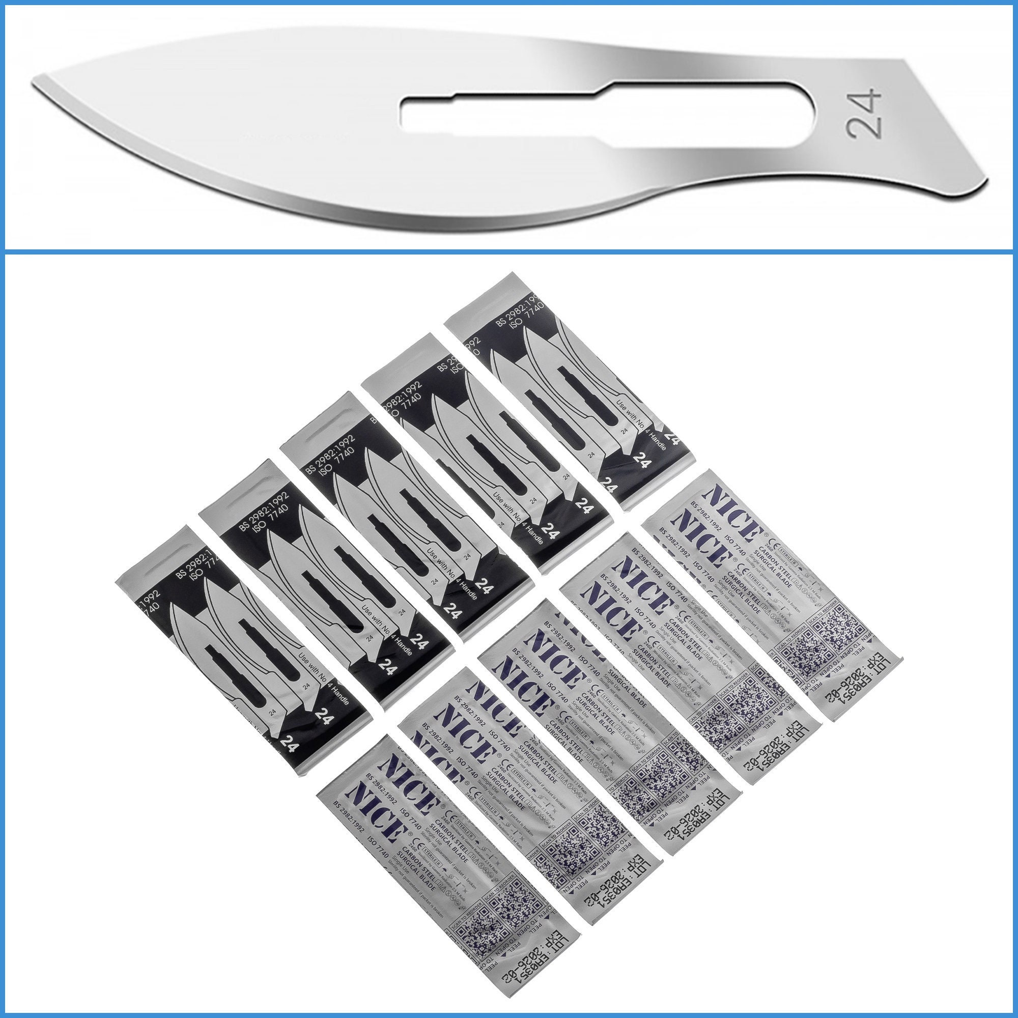 SCALPEL BLADES WITH HANDLE NO.24 (STERILE)