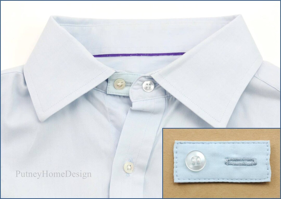 Light Blue Cotton Poplin Collar Extender for Shirt Blouse Collared Top  Business Dress Neck Size Tie Cuff Smart Button Extension Expand Widen 