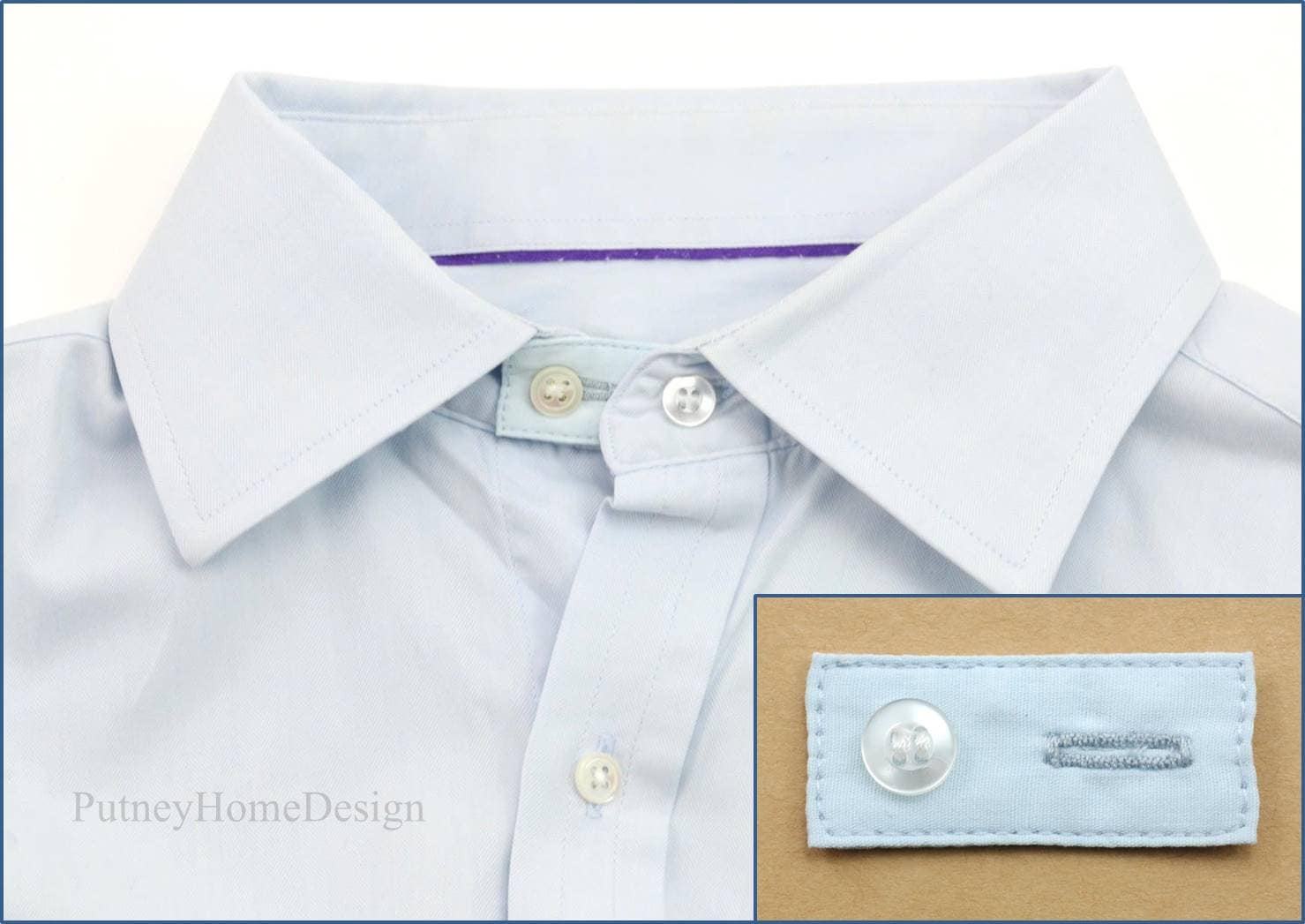 Blue Cotton Poplin Collar Extender ...