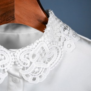 White Collar Dickie Women Fake Collar Detachable Womens Peter Pan Half Shirt Ladies Ruffles Lapel Dickey E Collared Shirt Women