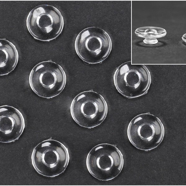 10pcs 9mm Round Nose Pads Clear Silicone Push In Eyeglass Glasses Reading Specs Spectacles Anti Non Slip Insert Slot Slotted On Replacement
