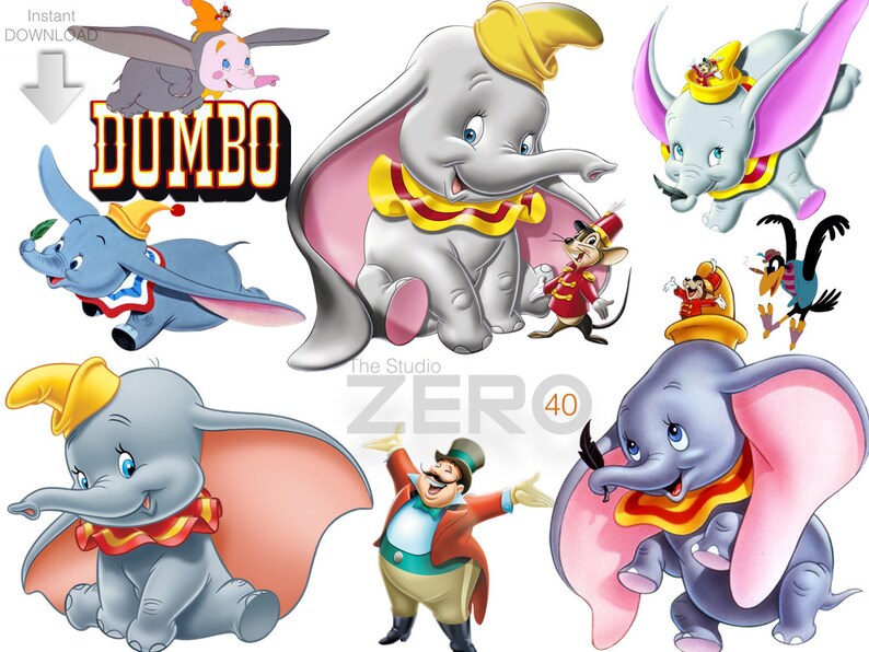 40 Disney Dumbo Clipart Instant Download 300DPI Printable - Etsy