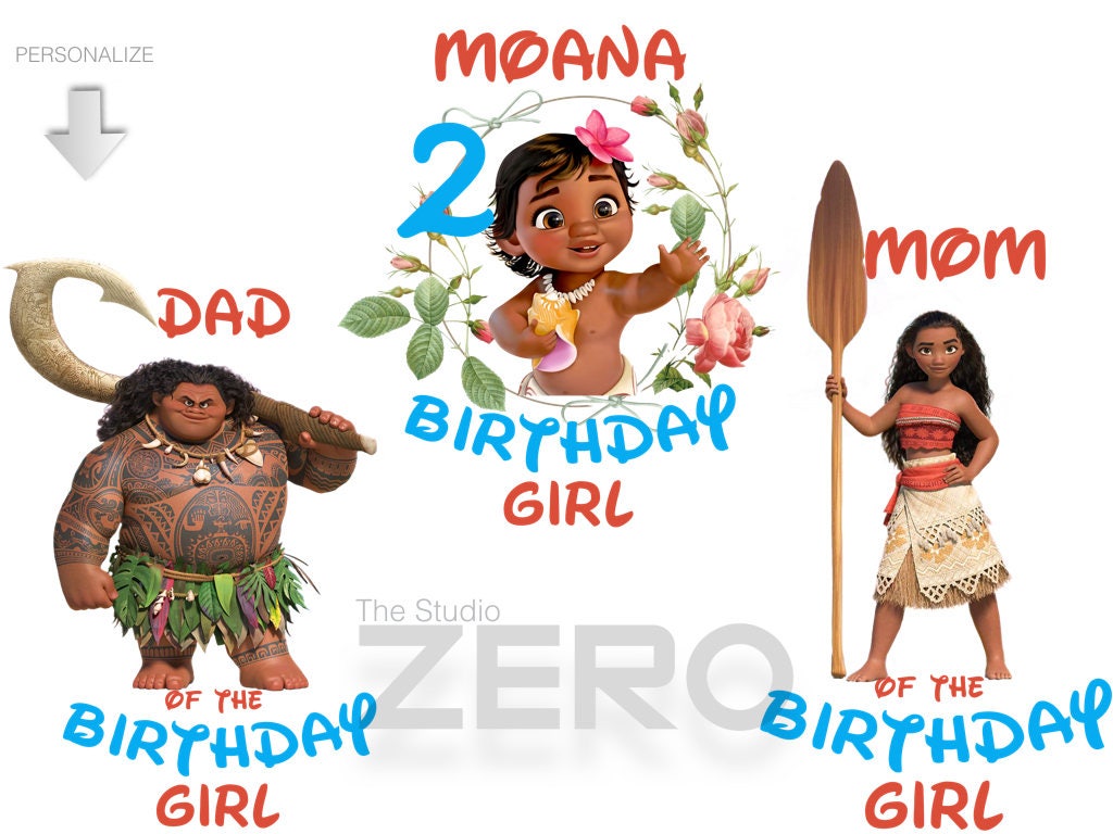 Moana Maui Clipart Customize ay Pack 3 Digital Birthday Etsy