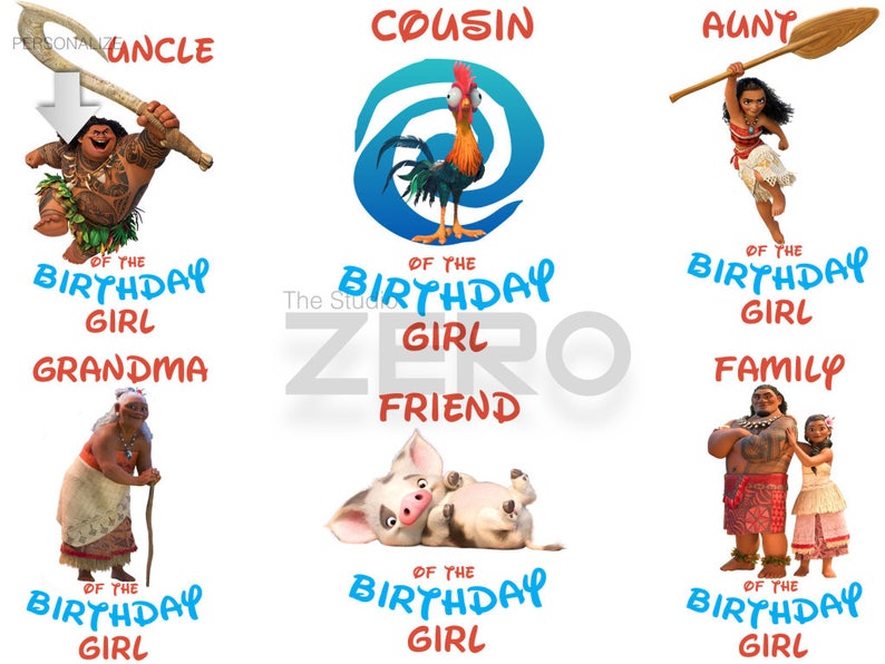 Customize Iron On 300dpi Aunty Personalize Friend Moana Clipart Family Pack Of 6 Uncle Moana ay Shirt Moana Family Clipart Scrapbooking Papercraft