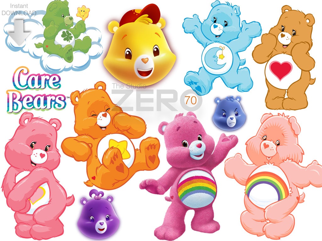 70 Care Bears Clipart Instant Download 300DPI Printable