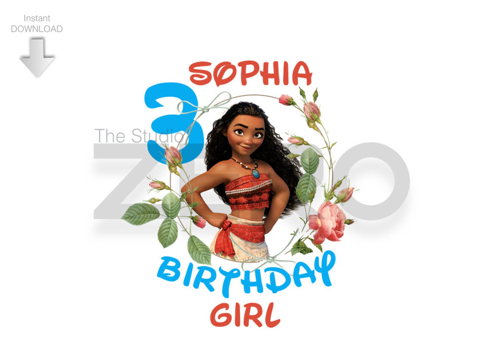 Disney Moana Birthday Clipart Personalize Printable Iron - Etsy