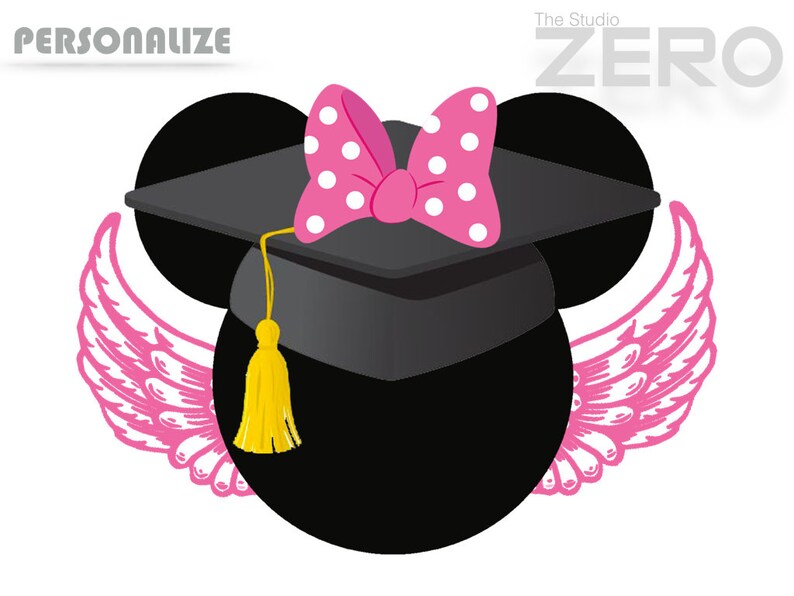 Graduation Clipart Minnie Clipart Pink Bow &amp; Wings | Etsy