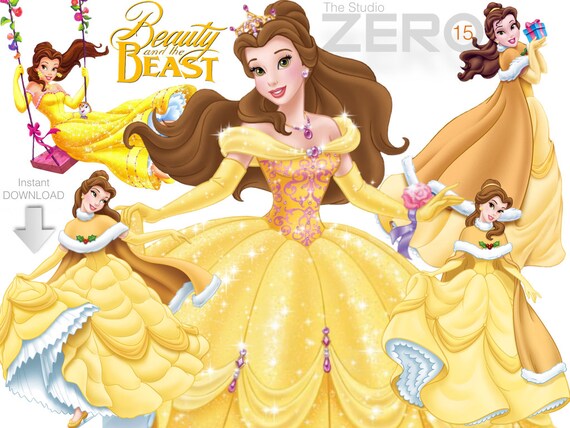 15 Disney Princess Belle Clipart Beauty And The Beast Digital Etsy