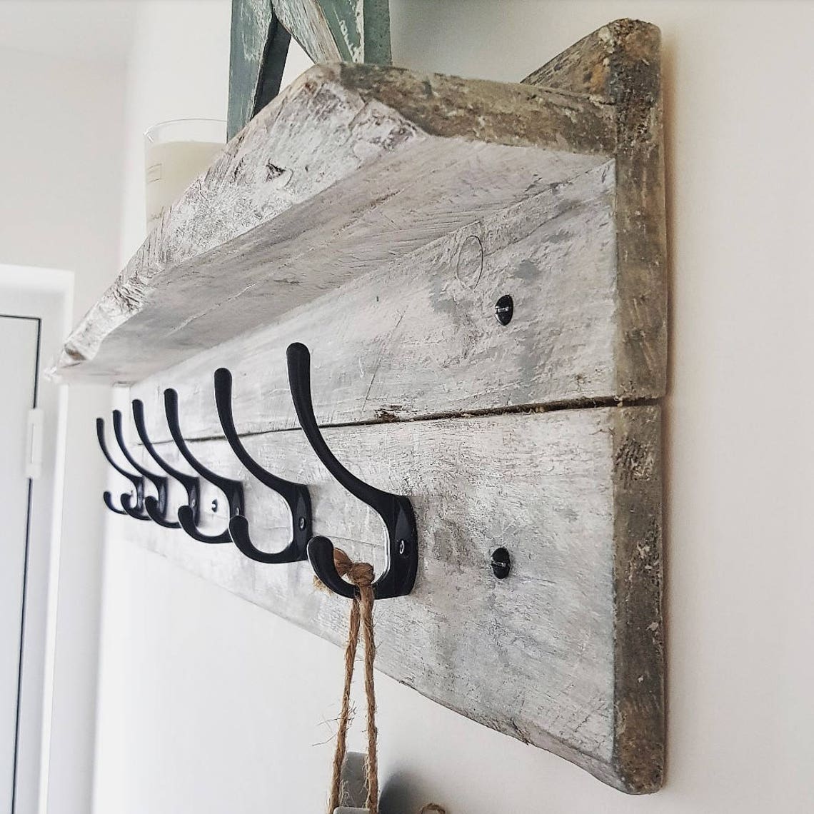 Reclaimed Coat Rack Shelf Wooden Coat Rack Handmade Etsy