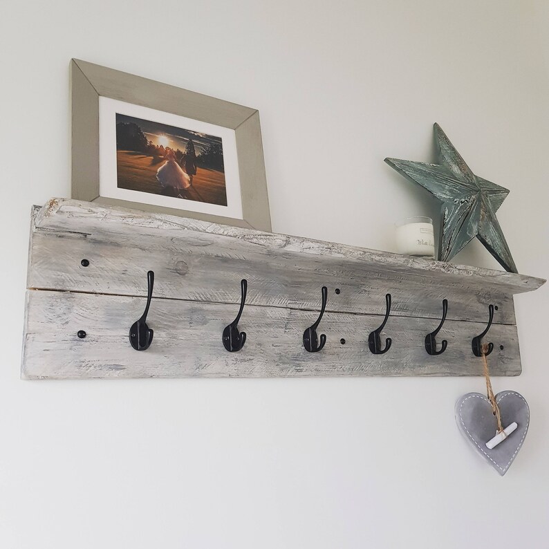 Reclaimed Coat Rack Shelf Wooden Coat Rack Handmade Etsy