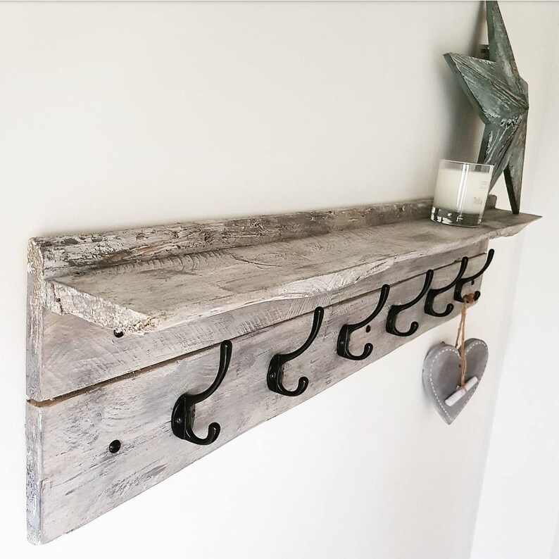 Reclaimed Coat Rack Shelf Wooden Coat Rack Handmade Etsy