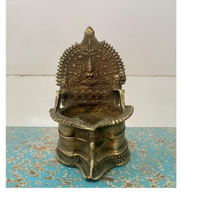 Indian vintage brass temple lamps, oil lamp, hindu lamp, oil lamp, brass stand