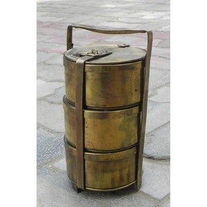 Vintage lunch box/ vintage tiffin box/ indian brass handicrafts/ show piece lunch box/ brass chapati box/ rare lunch box/ diwali gifts