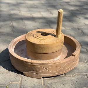 Indian chakki, stone grain grinder, pulses, spices grinder, original stone chakki, aata chakki, flour grinding chakki, indian furniture