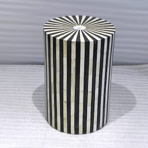 Bone Inlay Black Beautiful Handmade Furniture inlay end table bone inlaid Drum Stool nightstand bone inlay beautiful table free shipping