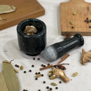Marble mortar and pestle, black marble mortar pestle, hamam dasta, spice grinder, okhal, moosal, moosali, sil batta, traditional