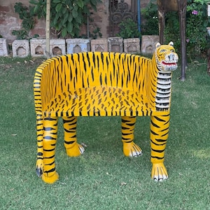 Indian wooden tiger shaped hand made maharaja chair, indian wooden chair, indian furniture, animal furniture, accent chair, living room