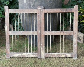 Vintage indian wooden and iron door, vintage indian teak wood and iron barn door, dog gate, vintage doors and gates, indian furniture