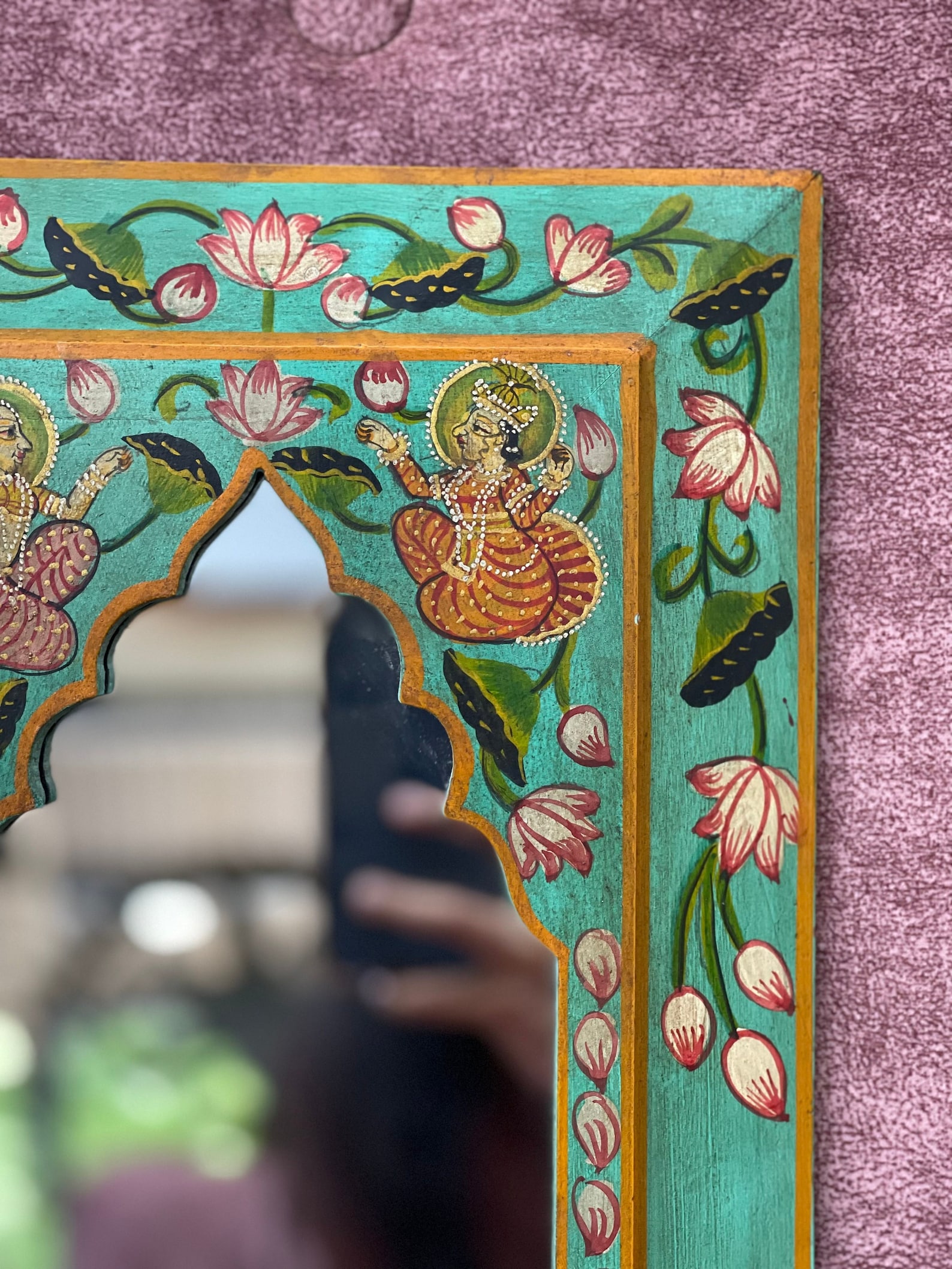 Pichwai Painted Temple Mirror Reclaimed Mirror Vintage Etsy