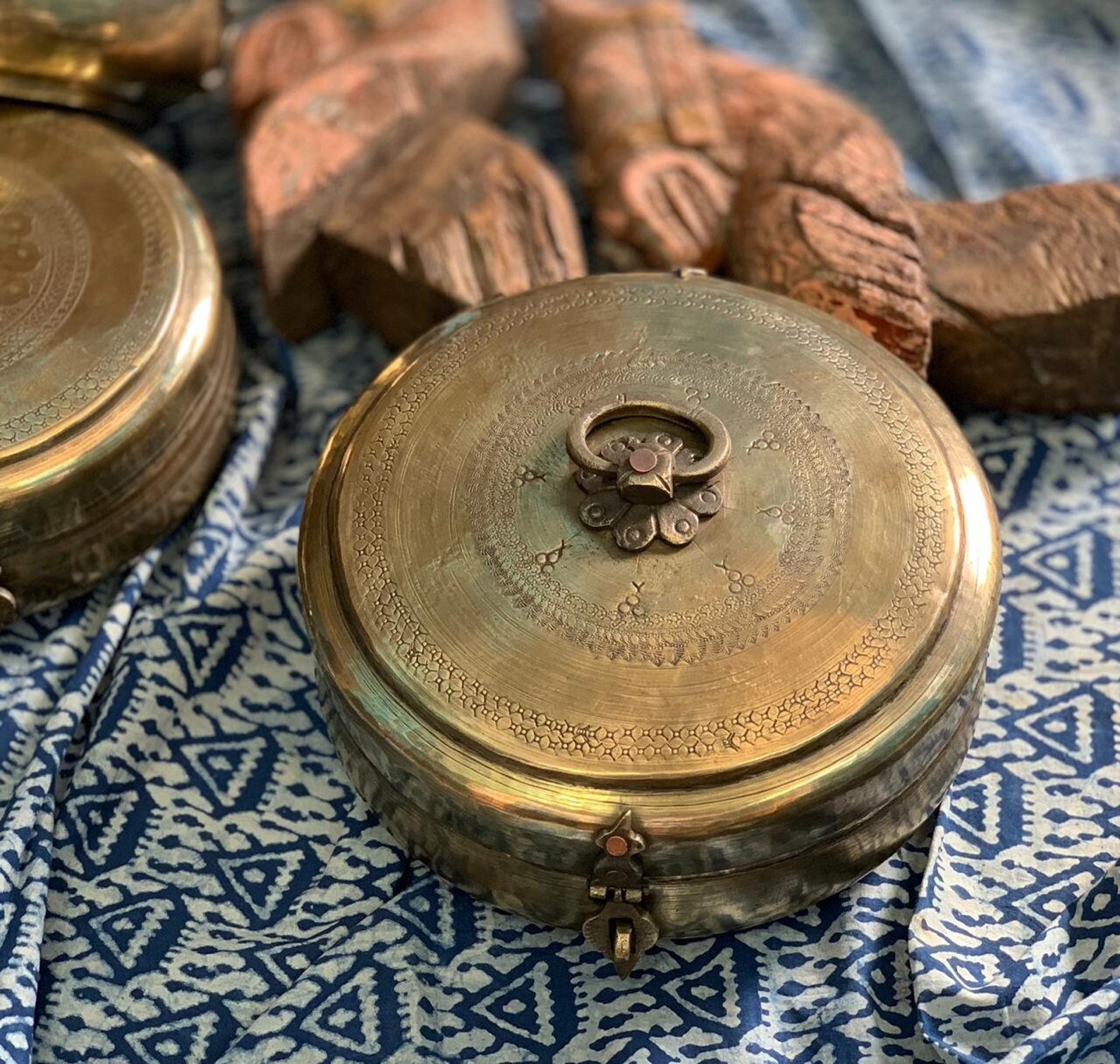 Brass Chapati Box/ Vintage Brass Bread Box/ Vintage Brass Lunch Box