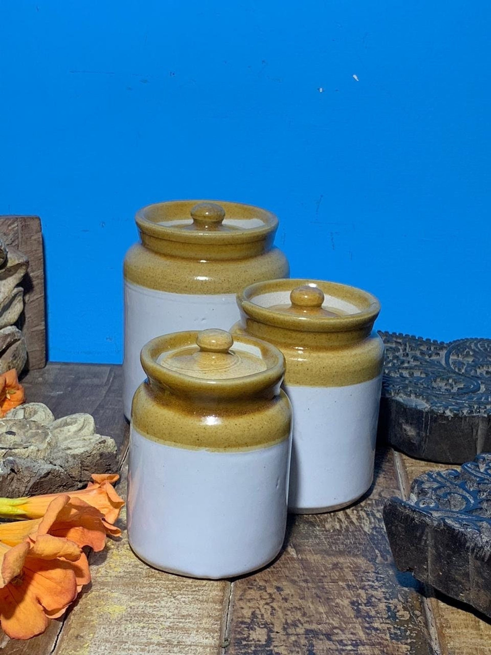 Ceramic Pickle Jars/ Traditional Indian Achaar Matki/ Pickle Barni