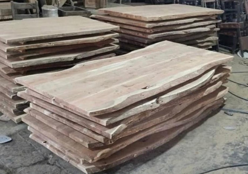 Rustic Acacia Wood Live Edge Dining Table Top Acacia Wood Etsy