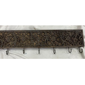 Handmade vintage look rustic indian wall hook wall decor hand carved in solid wood vintage wooden door panels, well decorative decoration